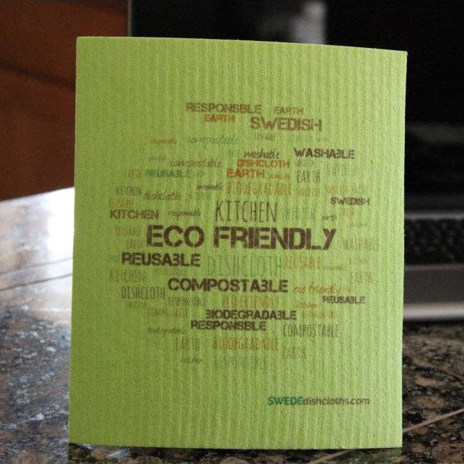 Swedish Dishcloth Words on Green