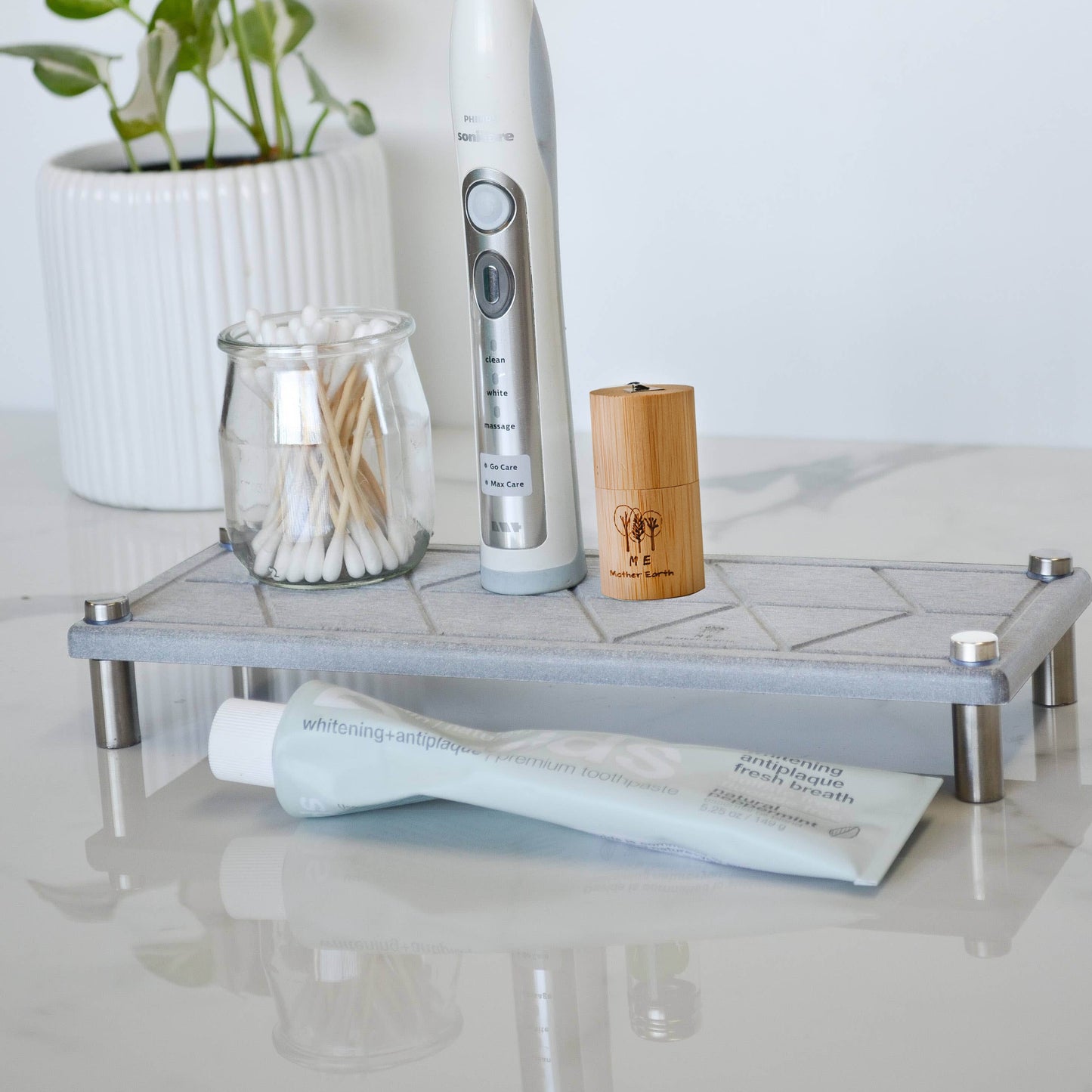 Quick-Dry Diatomite Sink Caddy: Light Gray