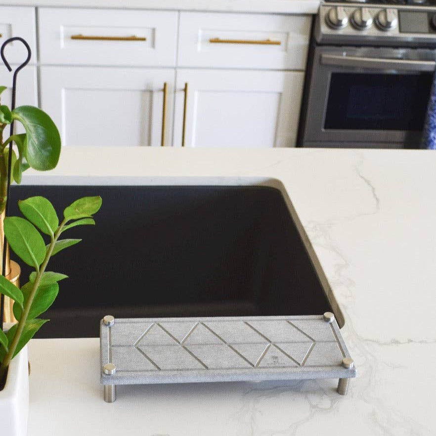 Quick-Dry Diatomite Sink Caddy: Light Gray