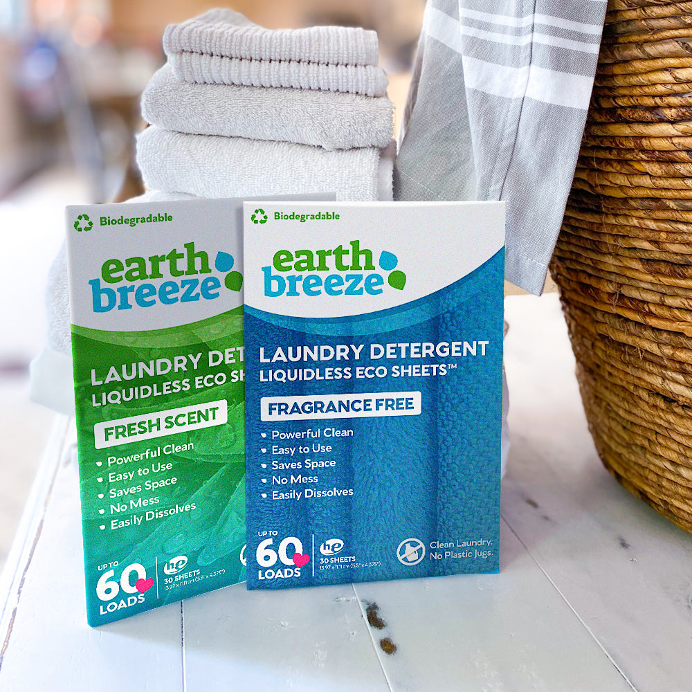 Earth Breeze Laundry Detergent Eco Sheets, 60 Loads Fragrance Free