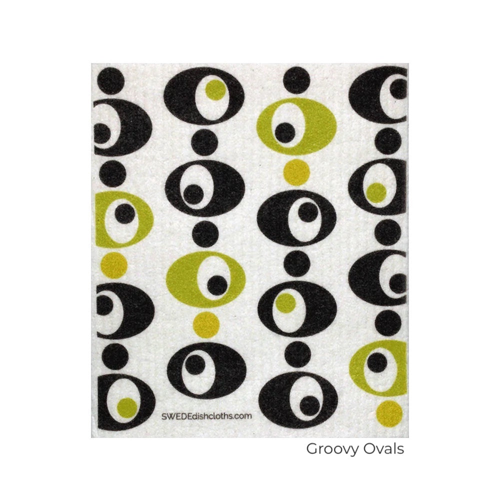 Green and brown ovals. Swedish Dishcloth - sustainable