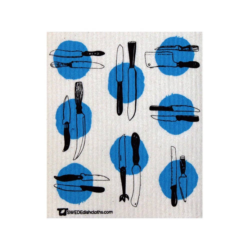 Kitchen Knives illustration on Swedish dishcloth