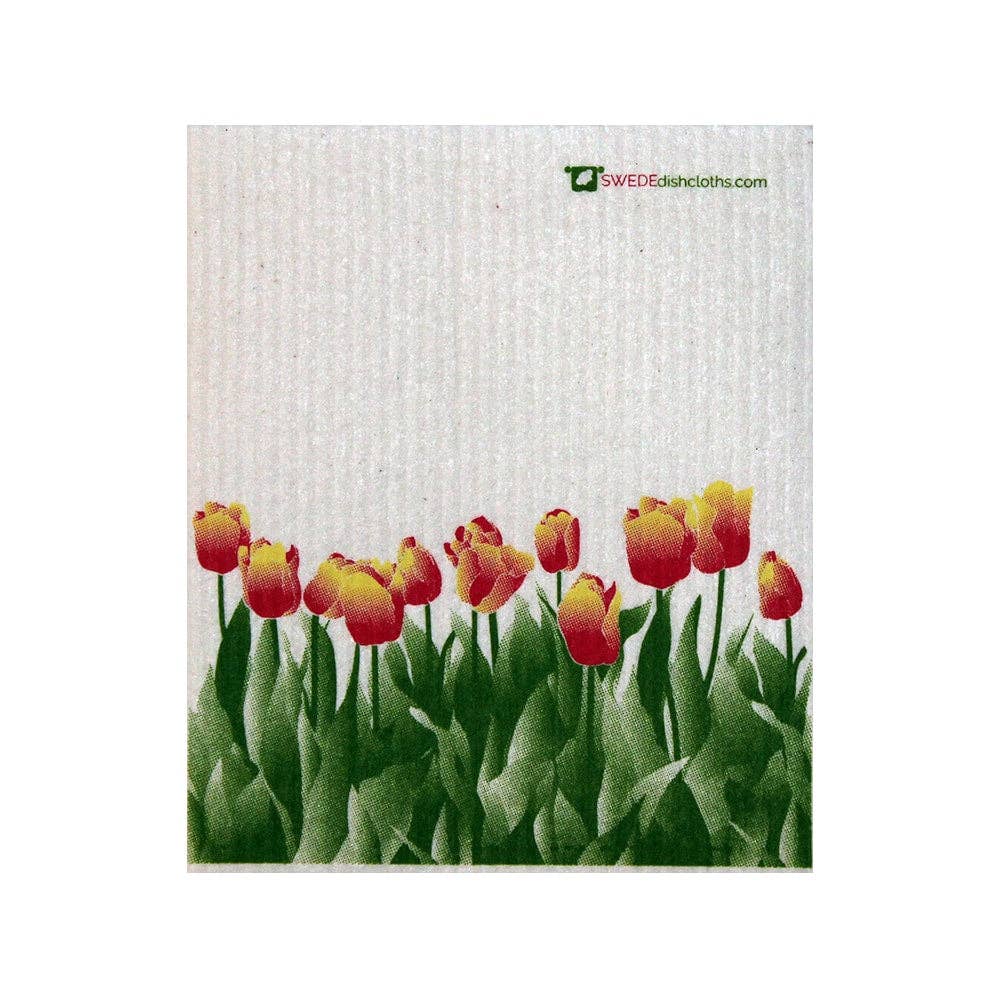 Orange/yellow Tulips on Swedish dishcloth