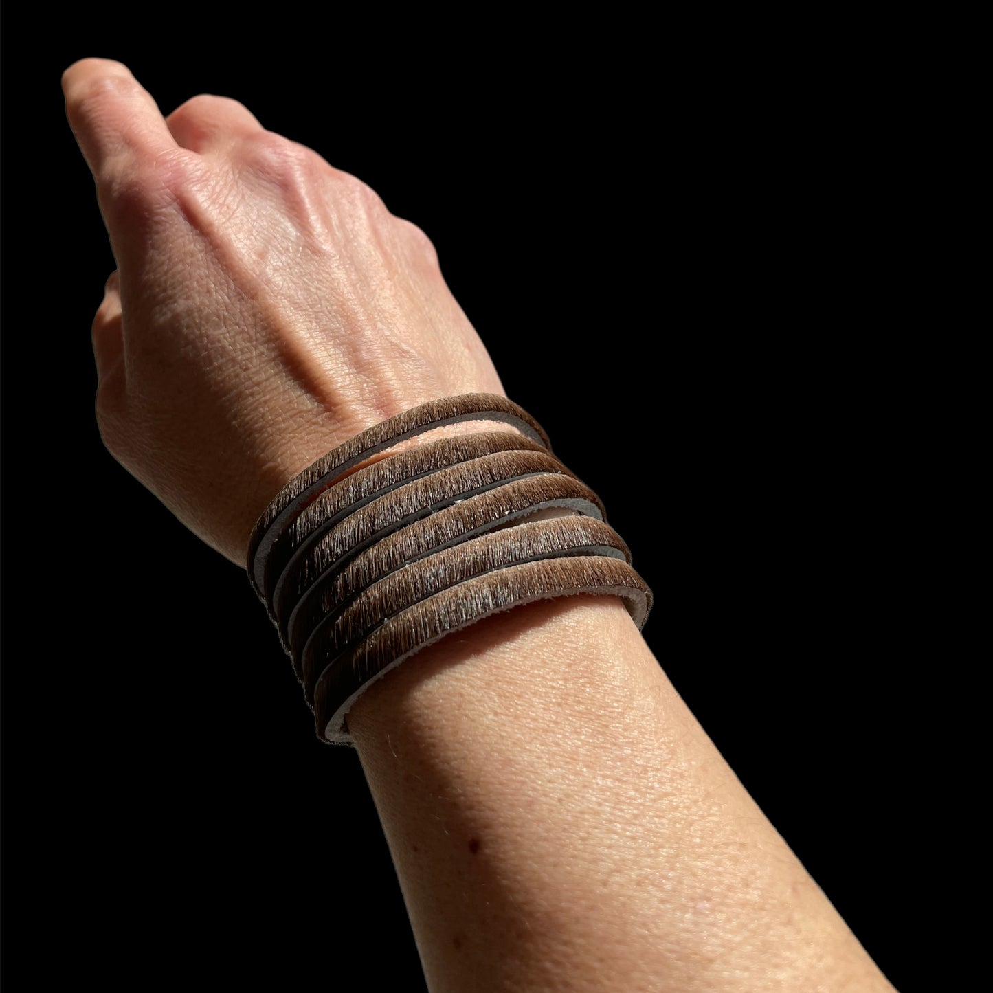 1" - Hair on Hide Leather Bracelets - Ribbed - Rich Colors - Braided Options Available