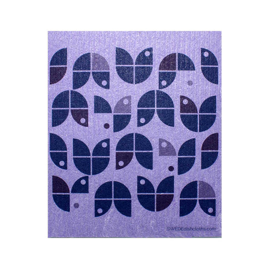 Swedish Dishcloth Geo Flowers Purple on Purple