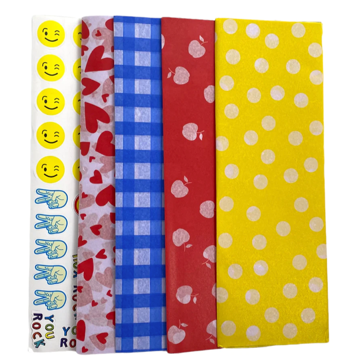Sandwich Paper Wrap - Hearts Set of 40 Sheets + Stickers