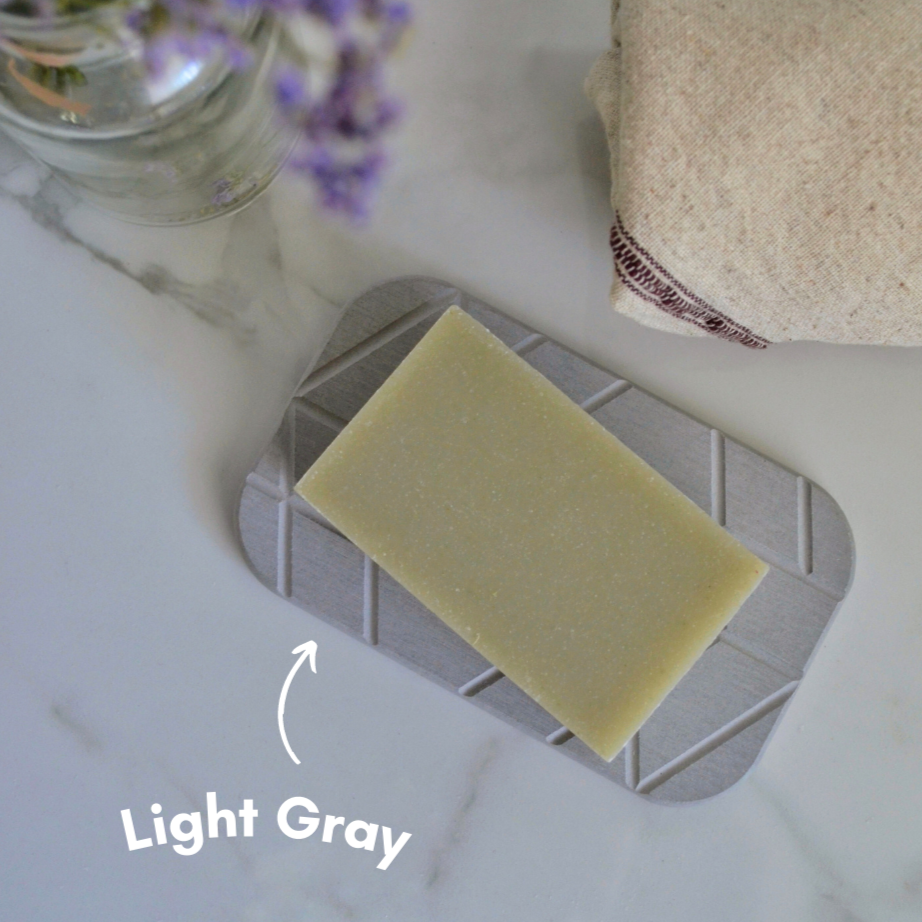 Light Gray. Fast Drying Diatomite Soap Dish.  Geometric linear pattern  for water to drain off