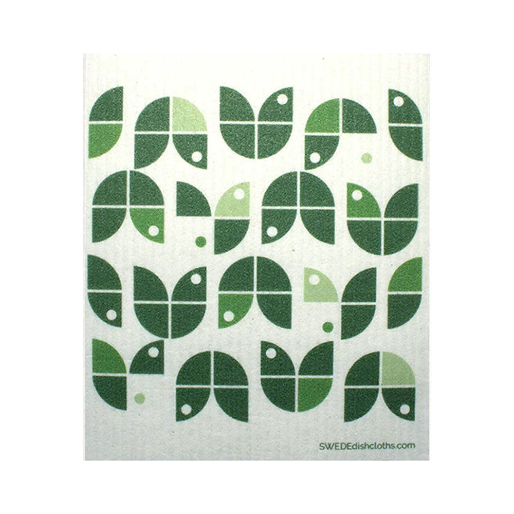 Swedish dish cloth, shades of green geometric pattern