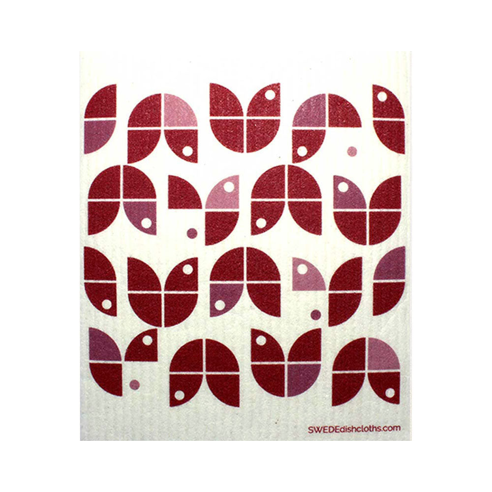 shades of red geometric pattern on Swedish dishcloth
