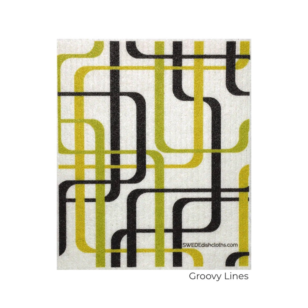 Green Yellow Brown lines.  Swedish Dishcloth - sustainable