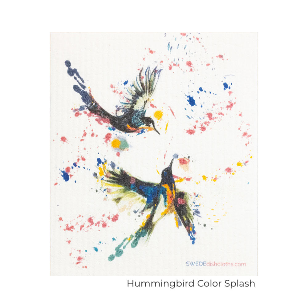 Hummingbirds / Colibri water color illustration.  Swedish Dishcloth - sustainable