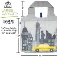 dimensions - NYC reusable shopping bag - full display
