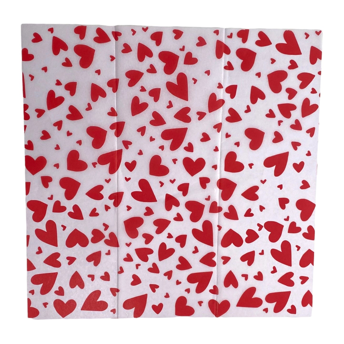 sandwich wrap paper, red hearts on white background