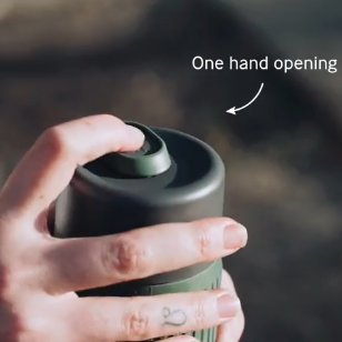 One hand opening. Glass travel cup. 100% leak proof
